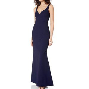 NWOT JILL Stuart Navy Gown Size 0 Plunge Neckline Fit and Flare